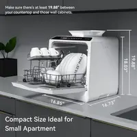 Portable Countertop Dishwasher 5 Washing Options 4 Place Settings 5L Water Tank Glass Door Display 2