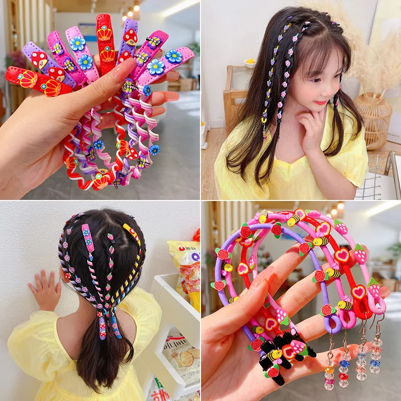 ChildrensCurlyHairLittleGirlsHairCurlerColorfulBraidedHair