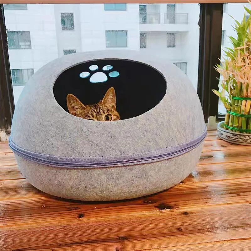 Cat Bed Detachable Natural felt Cat Bed Breathable Cat Cave Dark Gray Cat Bed House With Cushion for Pets Cats Pet Accessories Cat Bed Detachable Natural felt Cat Bed Breathable Cat Cave Dark Gray Cat Bed House With Cushion for Pets Cats Pet Accessories