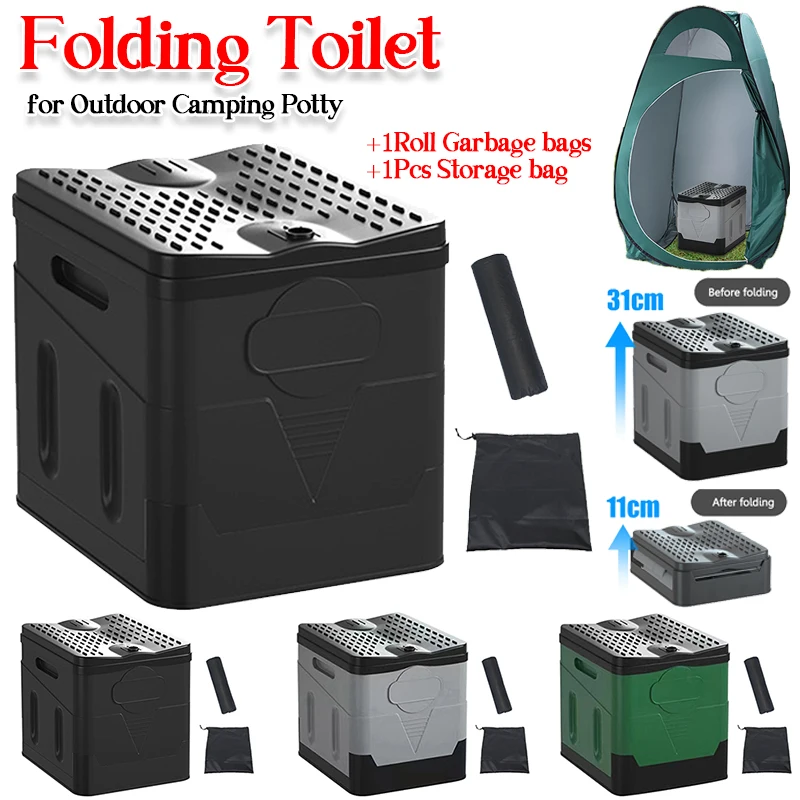 Portable Folding Toilet for Car Outdoor Camping Potty for Adults Kids Cover Design Seat Toilet Reusable Toilet for Picnic Travel