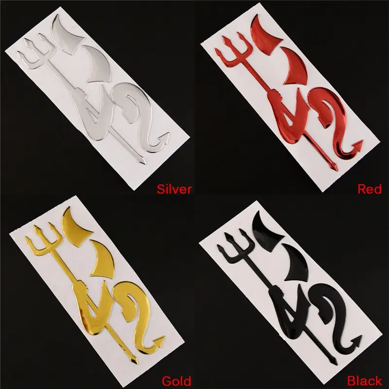 2Sets 3D Chrome Devil Decal Car Or Truck Custom Demon Funny Stickers W/ Horns
