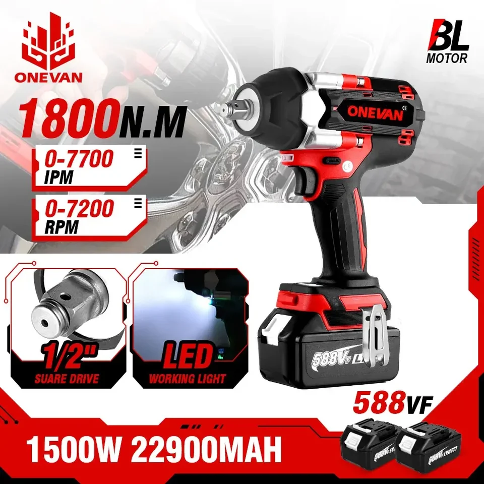 Clé à chocs ONEVAN ALIEXPRESS BRUSHLESS 1800Nm 20V compatible MAKITA  PARKSIDE PERFORMANCE LIDL 