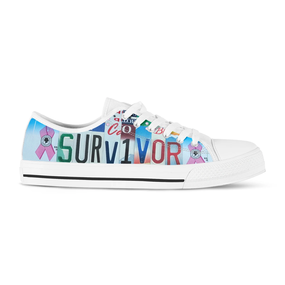 License Plate Survivor USA Style Canvas Shoes Woman Fashion Print Vulcanized Shoes Students Summer Zapatillas Mujer