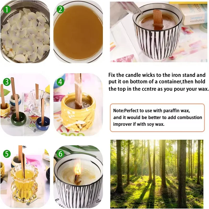 100PCS Scented Candle Wood Slice Wick for DIY Paraffin Candle Wick Soy Wood Slice for One Way Handmade