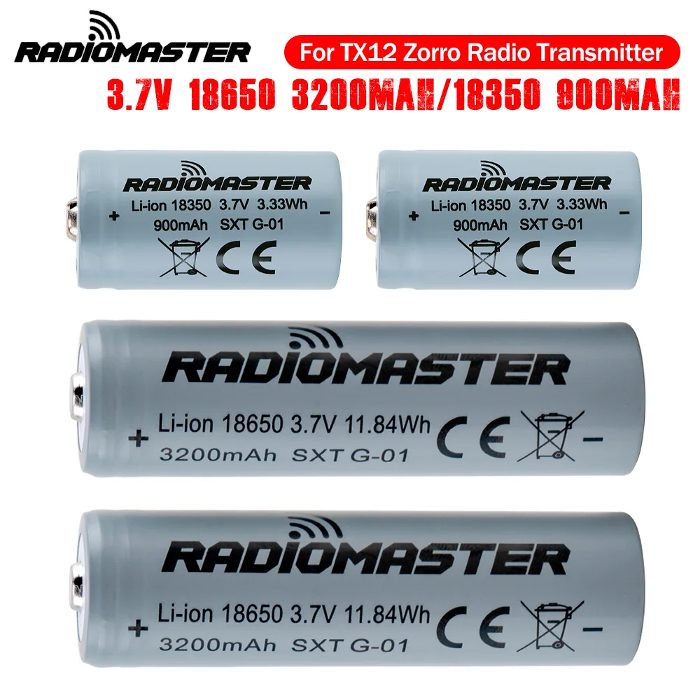 Batterie Li-ion 18650 3200mAh & 18350 900mAh pour RadioMaster TX12 Zorro