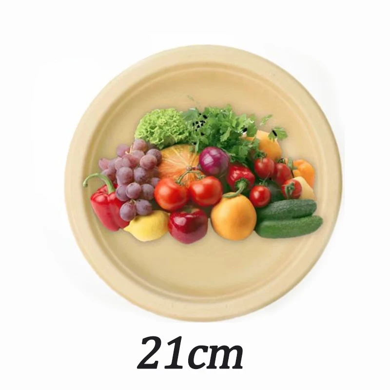 20Pack 8inch Heavy-Duty Disposable Paper Plates Compostable Bagasse Natural Biodegradable Eco-Friendly Sugarcane Plates
