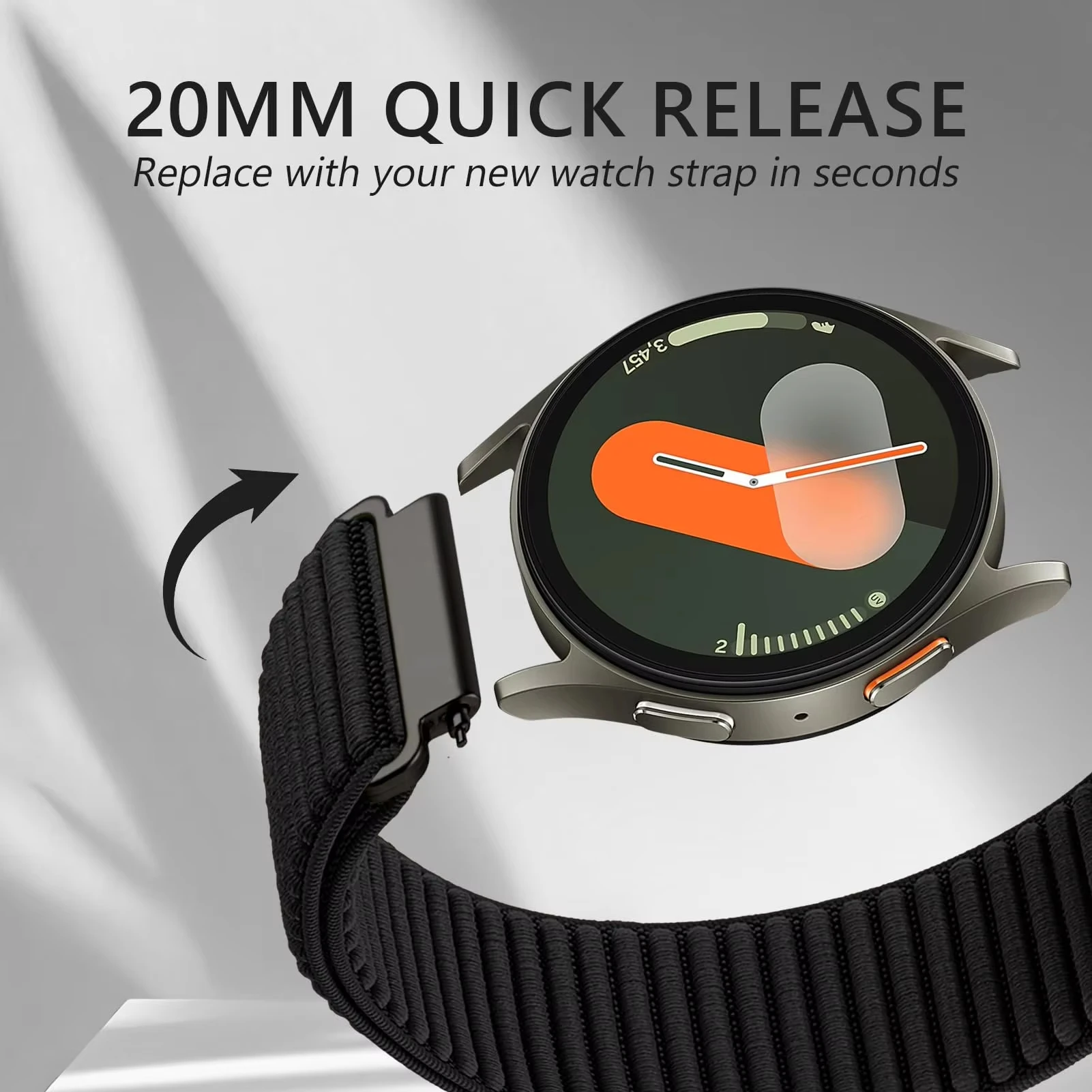 Nylon Loop Bracelet Watch Strap, 20mm/22mm