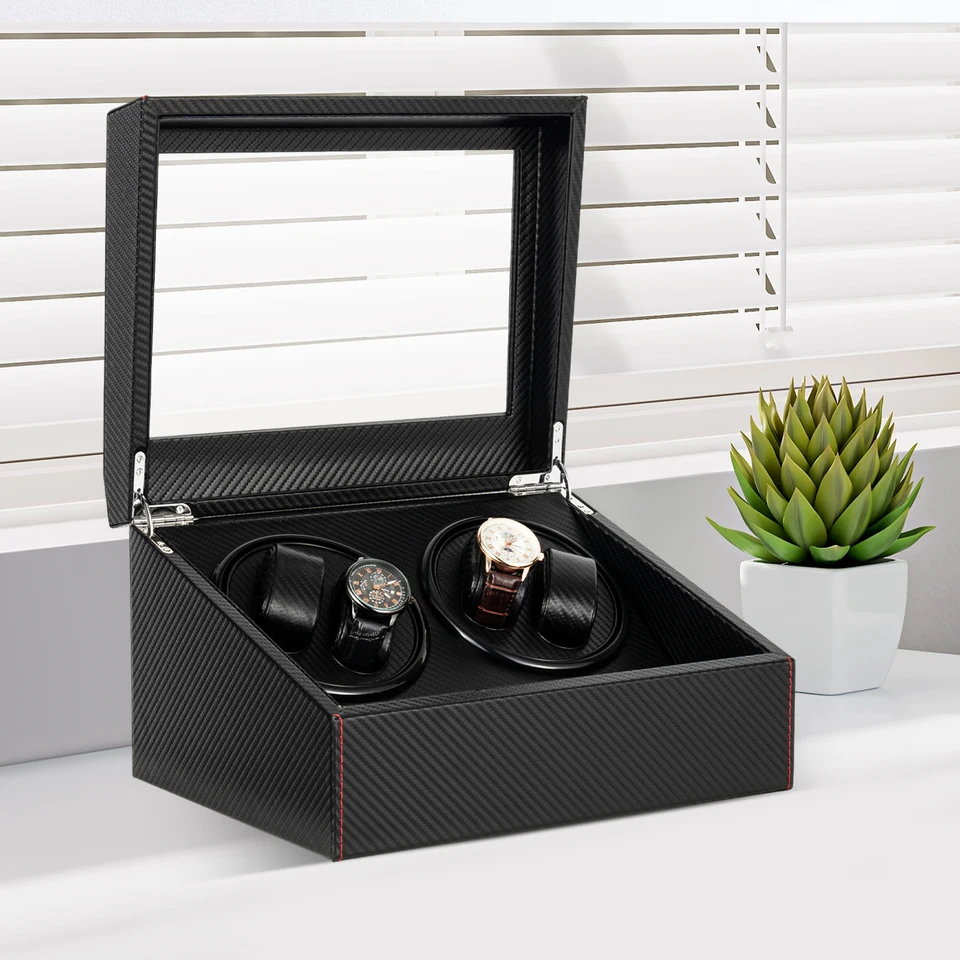Automatic Watch Winder Box with Leather Carbon Fiber