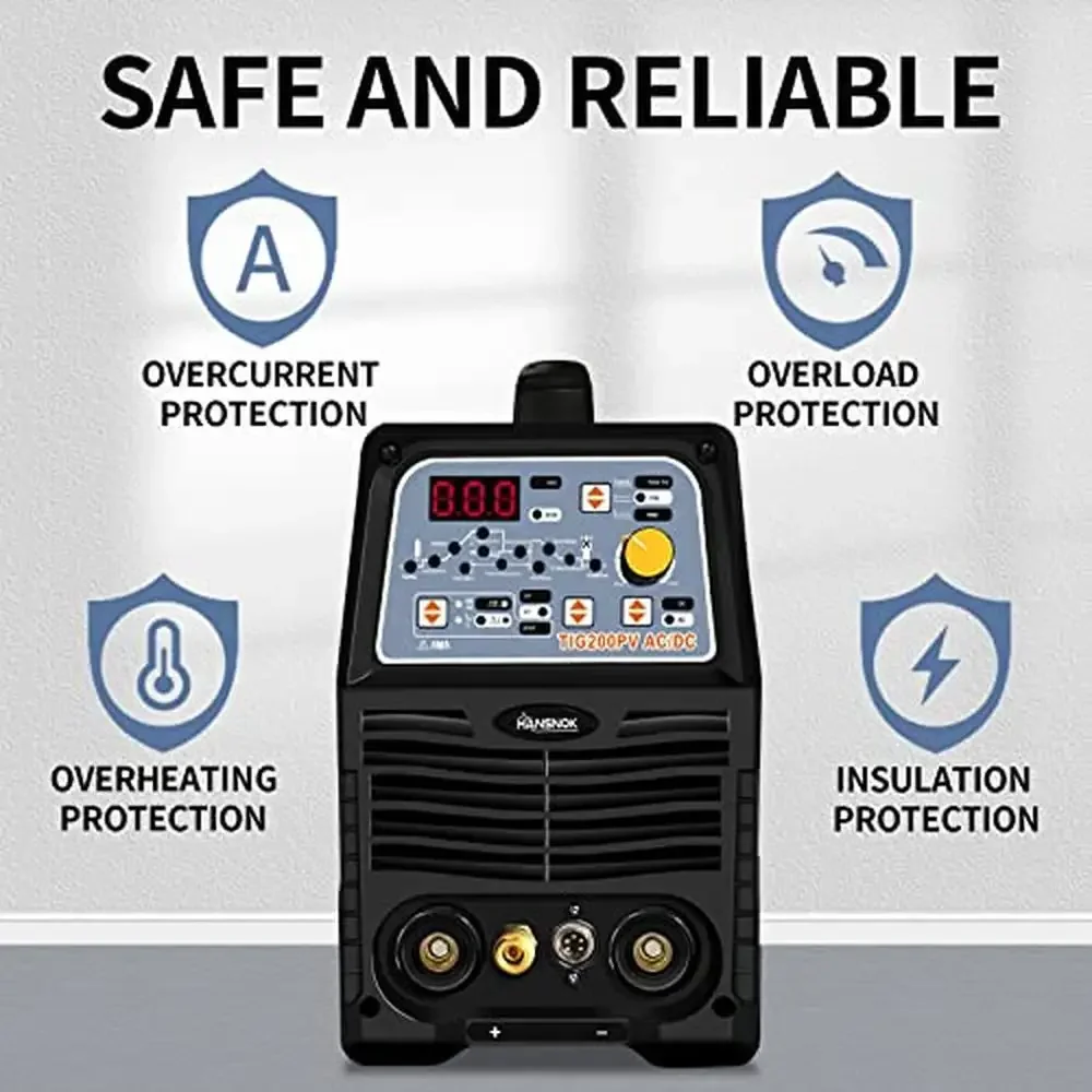 200Amp Digital LCD Display TIG Welder AC/DC Multi-Process IGBT Pulse Dual Voltage 220V/110V Stick Welding Kit Remote Torch Earth 5