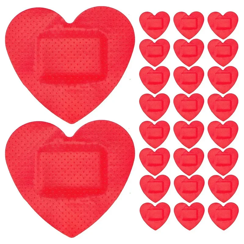 Medical Bandaids 20pcs/set Red Heart Band Aid Waterproof Breathable Wound Plasters Heart Shaped Children Kids Skin Patch Concert Body Stickers