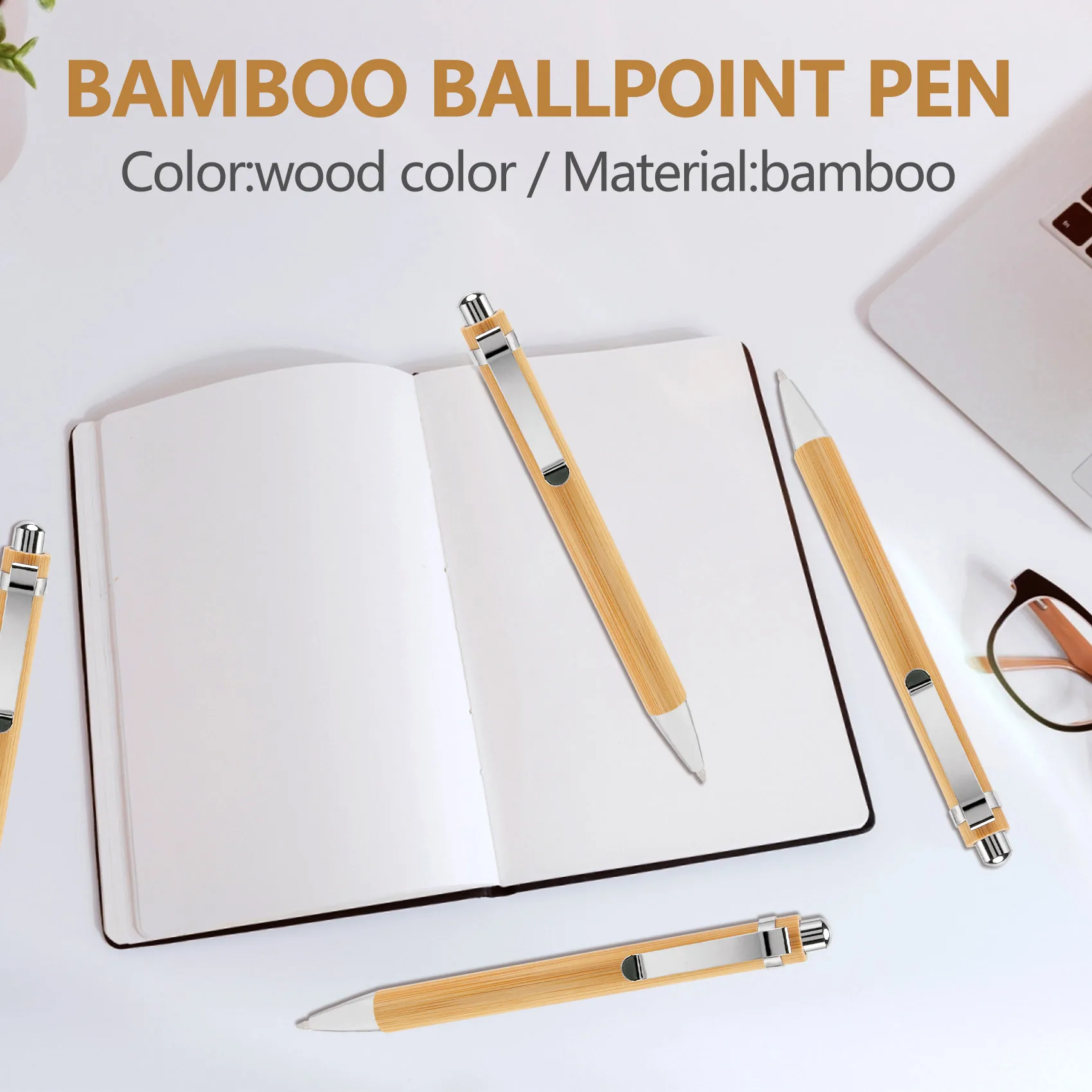 Bamboo Ballpoint Pen Stylus Contact Pen 100 Pcs