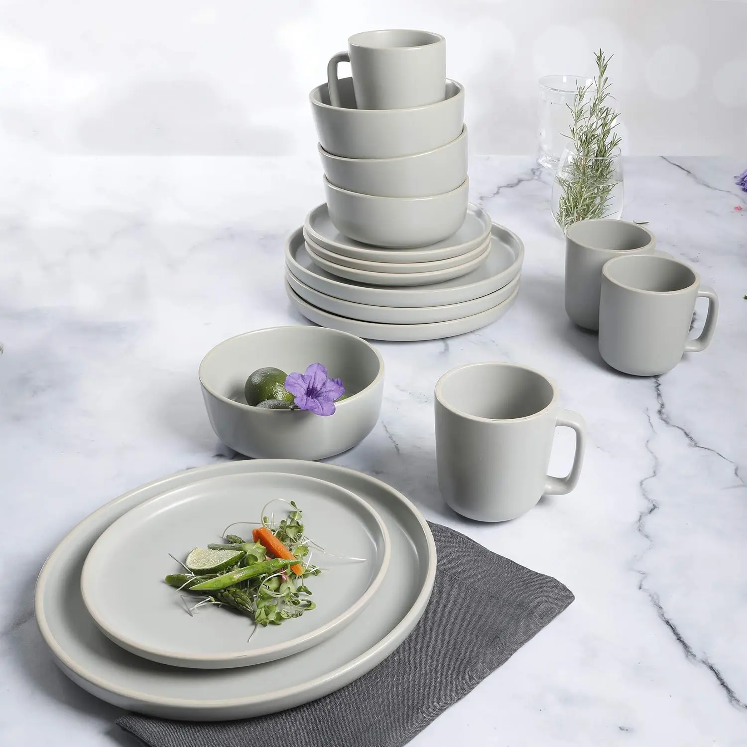 Matte stoneware dinnerware set image 6