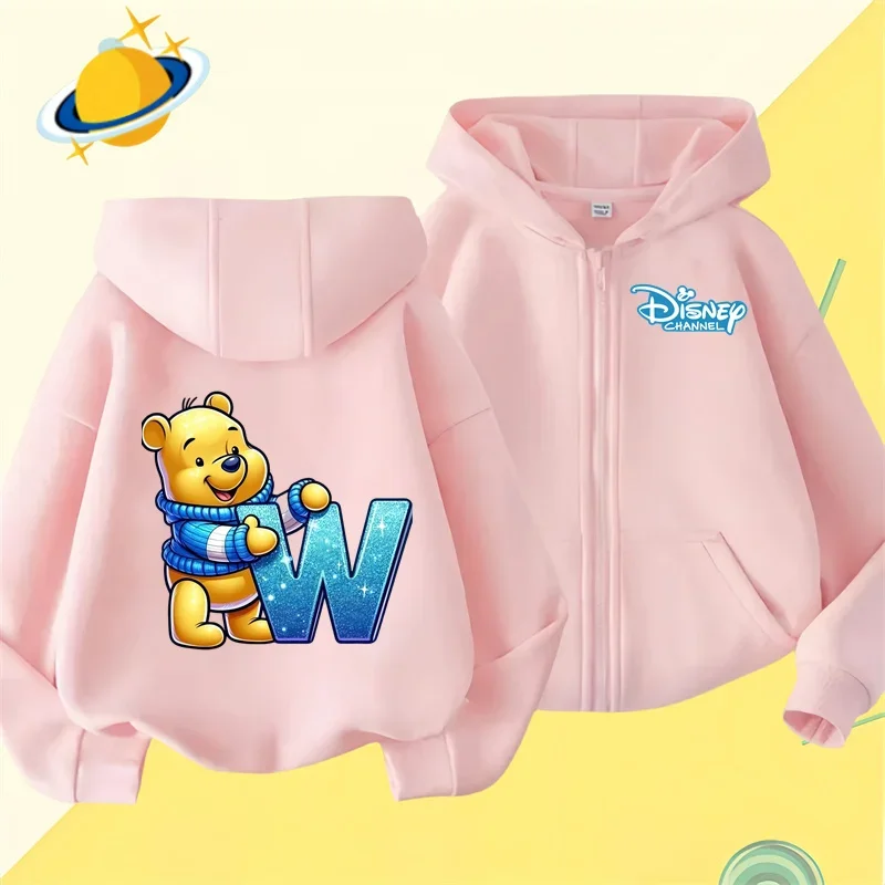 Winnie the Pooh 핀 지퍼 후디, 소년 소녀 맨투맨, 가을 및 겨울 긴 소매 하라주쿠 점퍼, 디즈니 캐주얼 후디, 신제품