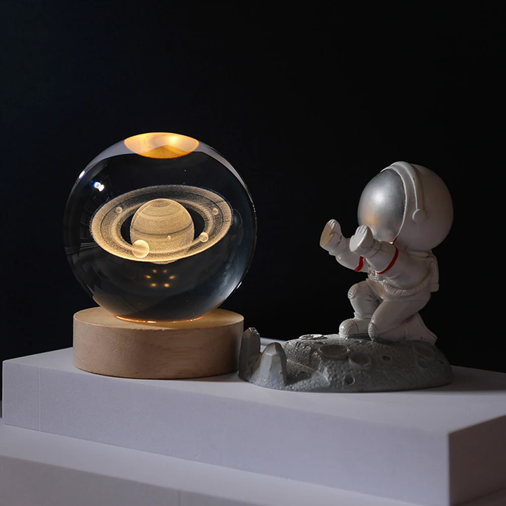 USB LED Night Light Galaxy Crystal Ball 3D Moon Planet Table Lamp Decor Bedroom Atmosphere Lamp for Birthday Kids Xmas Gifts: 3 - 5 Days Free Delivery Only UK