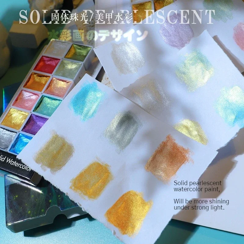 6/12 Colors Nail Art Watercolor Solid Pearlescent Pigment Set Smudge Powder DIY Nail Painting Glitter Aquarela Powder Kit Beauty