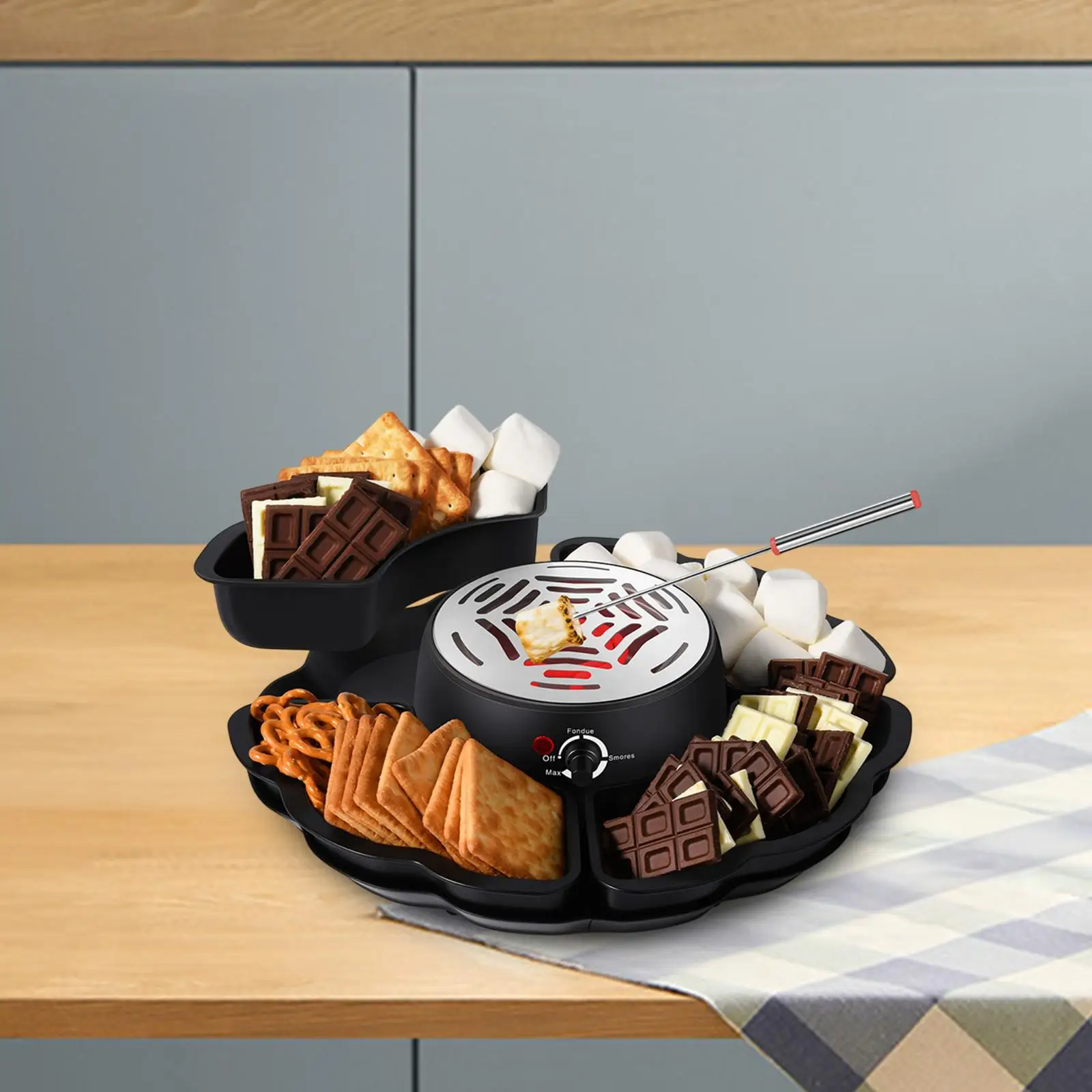 Flameless Electric Roaster Adjustable Temperature 4 Detachable Trays Candy Melt Fondue Pot for Kitchen Party Housewarming Gifts