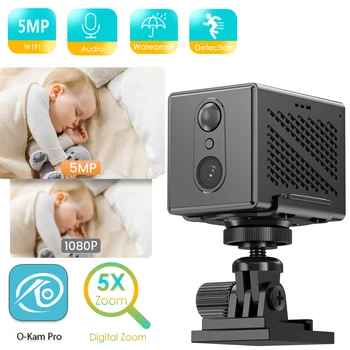 O-Kam pro 5MP Mini Wifi IP Camera with 2400mAh Rechargeable Battery Indoor Human Detection 5X Zoom Surveillance IP PTZ Camera 1
