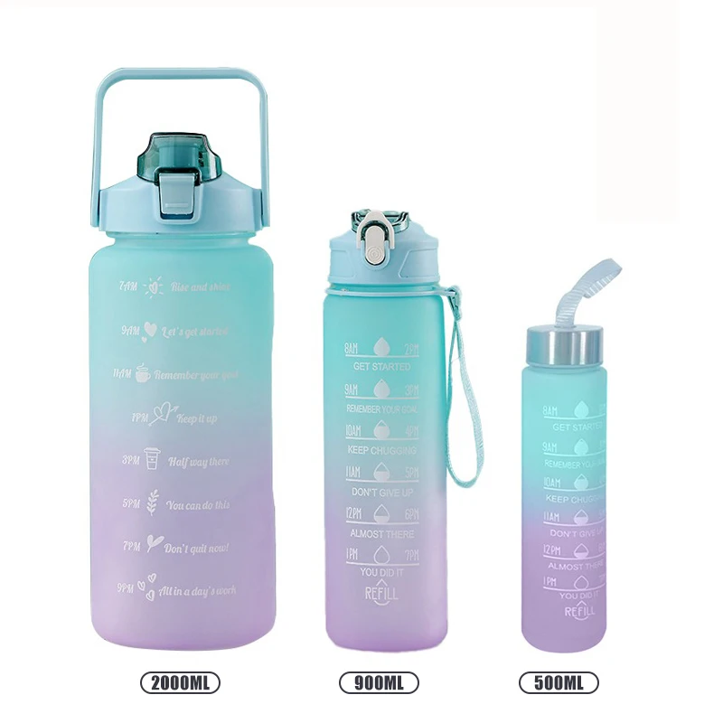 2000/900/300 Ml Botellas De Agua 2 Litros 3 Piece Set Water Bottles Sport  Plastic Strap Gym Motivational Water Bottle Sets - China Water Bottle and  Motivational Water Bottle price