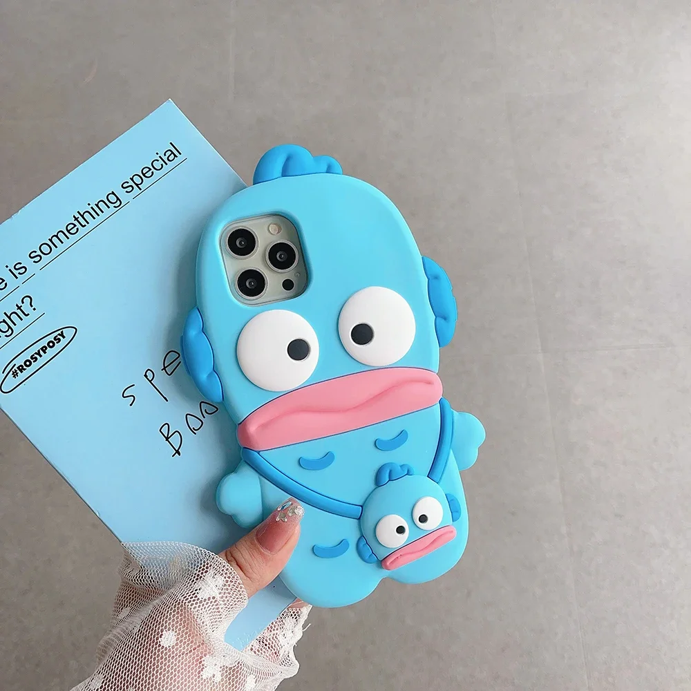 

3D Stereoscopic Sanrio Hangyodon Phone Case for IPhone 15 14 13 12 11 Pro Max 15 Pro Silicone Soft Anti-fall Back Cover Gift