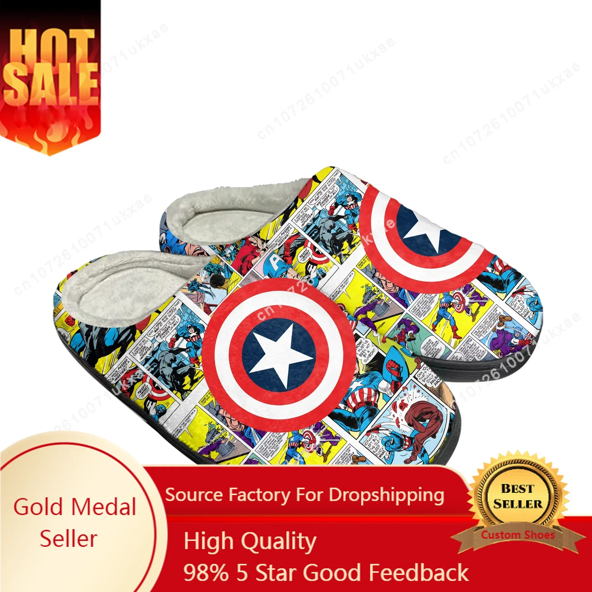 Schinelo Home Cotton Custom Slippers Mens Womens Sandals Plush Pentagram Shield Cartoon Casual Keep Warm Shoes Thermal Slipper