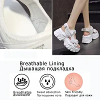 Fujin 8cm Women Sandals Platform Thick Sole Chunky Shoes Platform Ins Casual Summer Shoes Sandals Beige Black Comfortable - Image 6