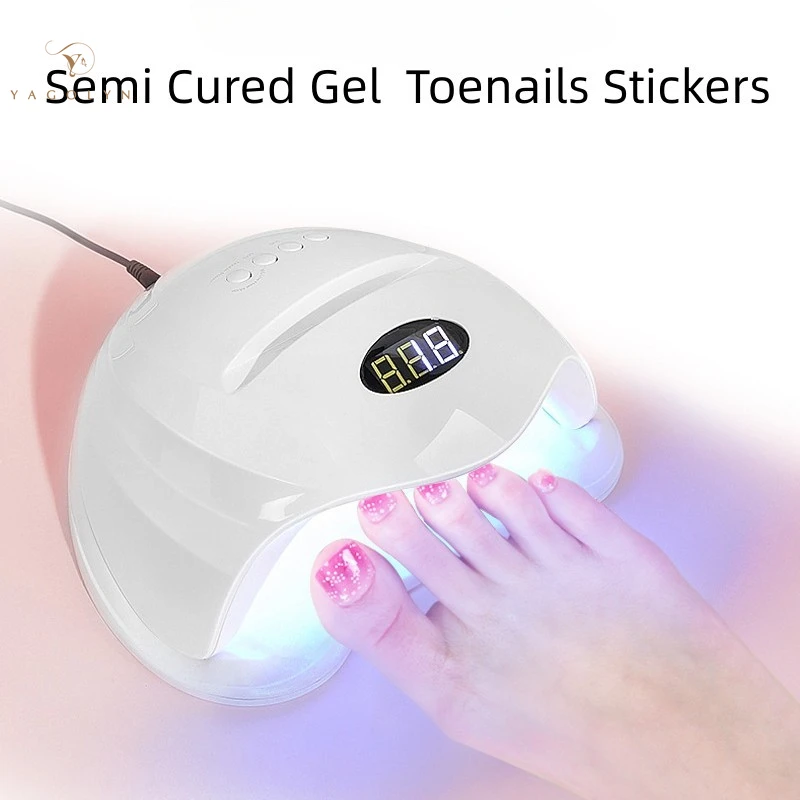 Hot Sale UV Semi Cured Gel Toenails Stickers Foot Strips Waterproof Nail Polish Wraps Adhesive Full Manicure Decor Nail Foil