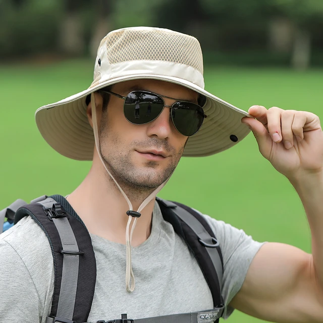 Men's Wide Brim Bucket Hat Breathable Sun Hats for Beach, Fishing and Hiking