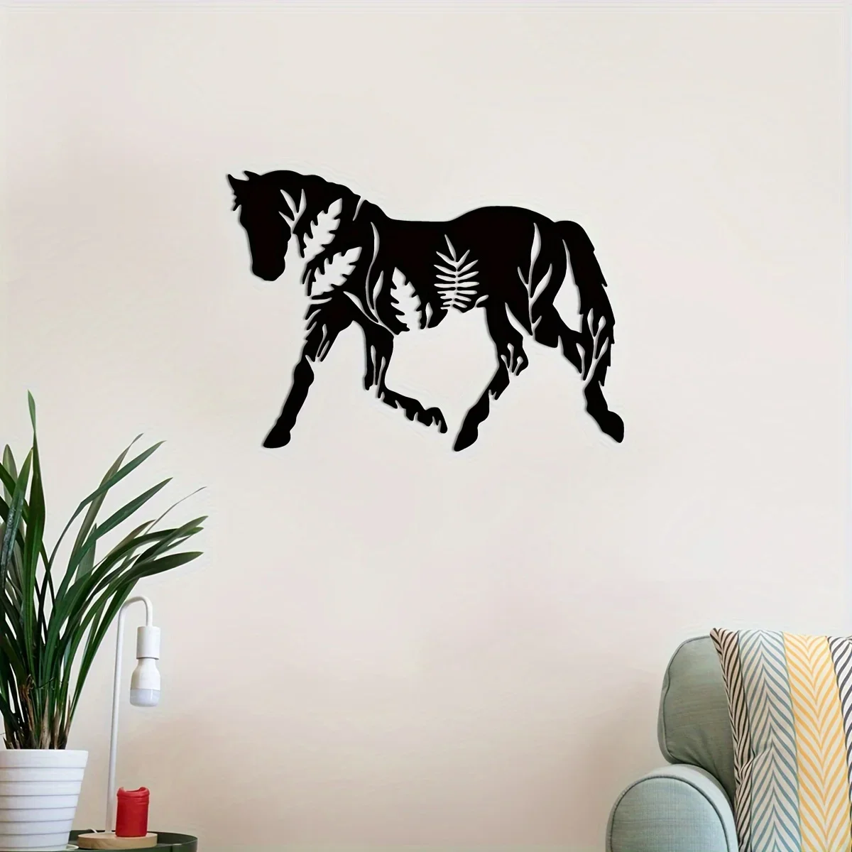 

Indoor Living Room Decorative Wall Hanging - Horse Wall Decoration,Metal Floral Horse Wall Art, Metal Horse Home Decor