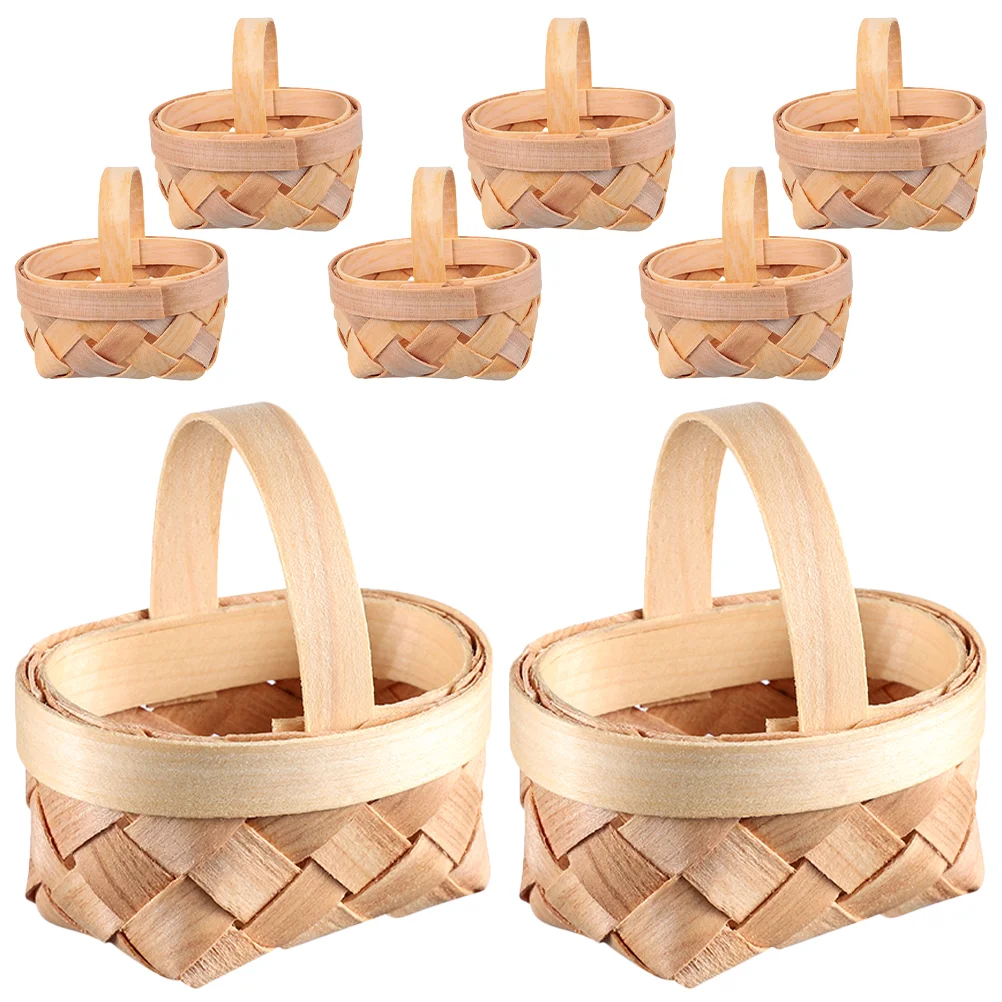 

Mini Woven Baskets Miniature Flower Basket House Basket Tiny Party Containers Wooden Chip Decor Basket Birthday Candy Box