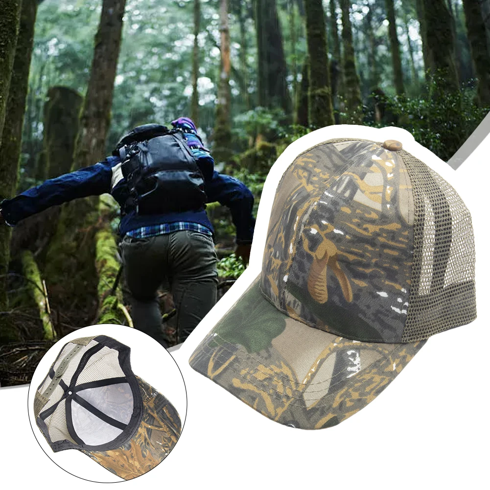 Mens Camouflage Military Adjustable Hat Camo Hunting Fishing Army Baseball Cap Sunbathing Sunshade Peak Army Baseball Cap