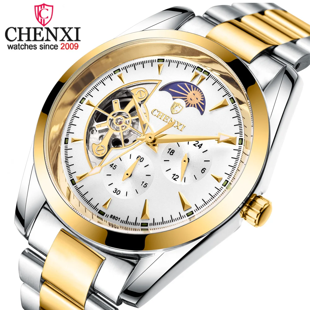 

CHENXI 8801 Mens Watch Fashion Tourbillon Design Automatic Mechanical Watches Business Retro Wristwatch Relogio Masculino