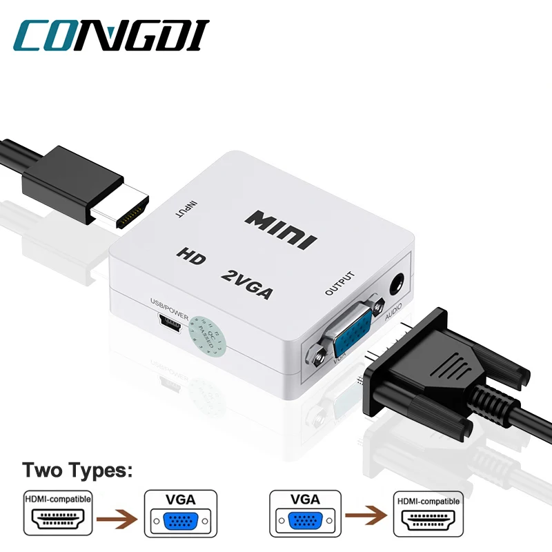 Mini HDMI-Compatible To VGA Adapter For PS3 XBOX TV Box PC Laptop HDTV Projector DVD 1080P Full HD VGA Video Converter Box hdmi to vga adapter