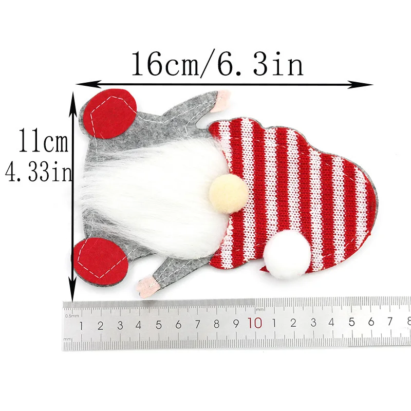 (1pcs) 16 * 11cm Knife And Fork Set Decoration Christmas Faceless Doll Tableware Decoration Santa Claus Cartoon Felt Table Props