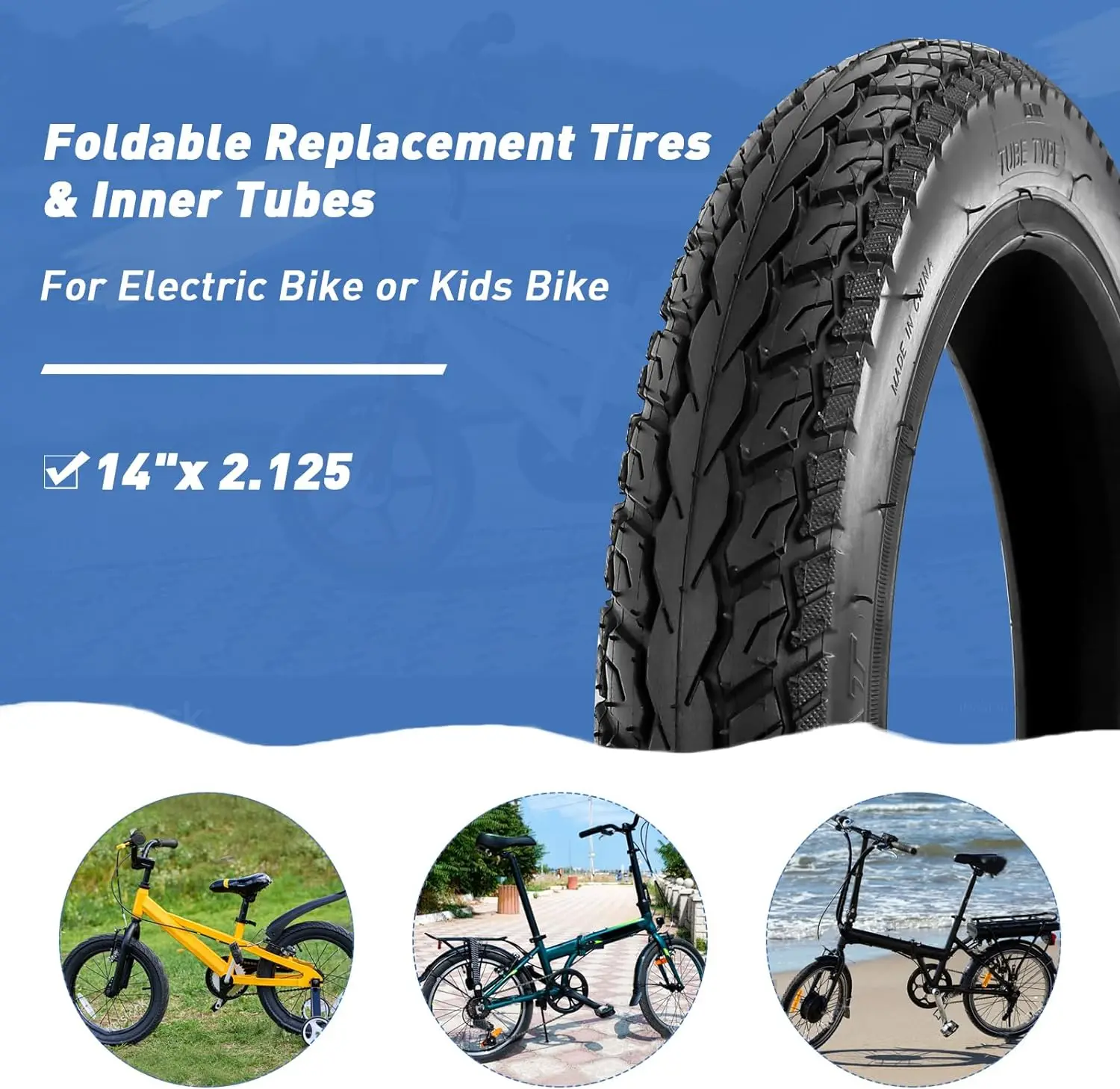 ZUKKA E Pack E-Bike Tire Kids Bike Tire Strong Grip