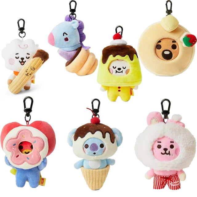 10CM Kawaii Bt21 Cartoon Shooky Cooky Chimmy Rj Plush Pendant Dessert  Series Keychain Pendant Plush Doll Ornament - AliExpress