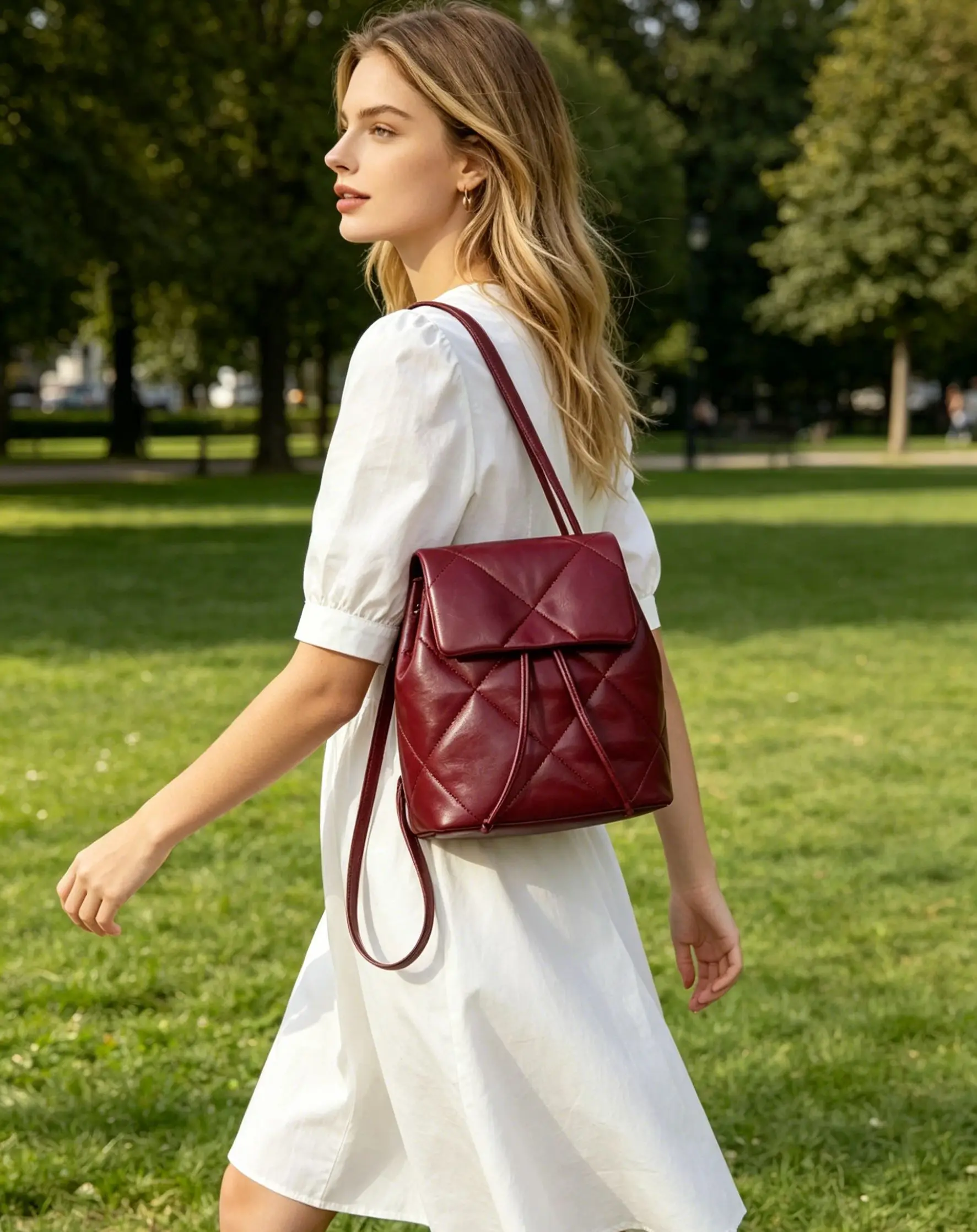 Y2K vintage women Backpack Leather School Bags For Teenagers Girls Luxury Backpacks Small Drawstring Back Pack bagpac