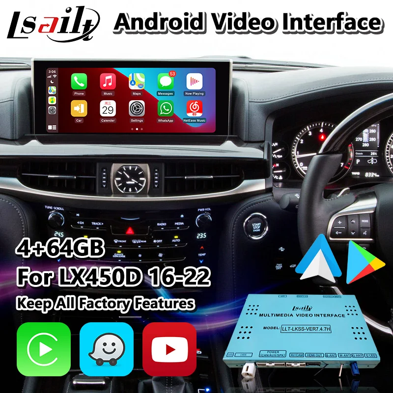 Lsailt Android Wireless Carplay Video Interface For Lexus Lx450d Lx570