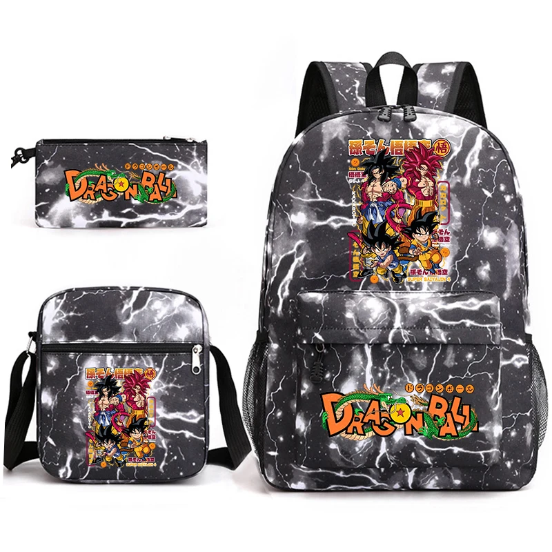 Dragon Ball Anime Print School Backpack Set with Shoulder Bag & Pencil Case for Kids Teens Casual Daypack 1