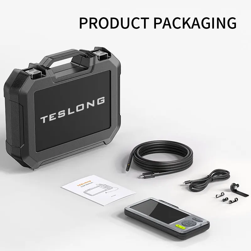 Teslong 1080P  5" IPS Screen 5mm Dual Lens Endoscope Inspection Camera Waterproof Borescope 5m 7 Leds Built-in Microphone 32GB 6