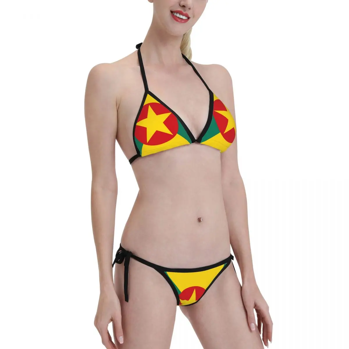 New Women Sexy 2pcs Bikini Set Push-up Bandeau Bandage Bra Halter Thong Swimsuit Swimwear Beachwear Bathing Flag Of Grenada