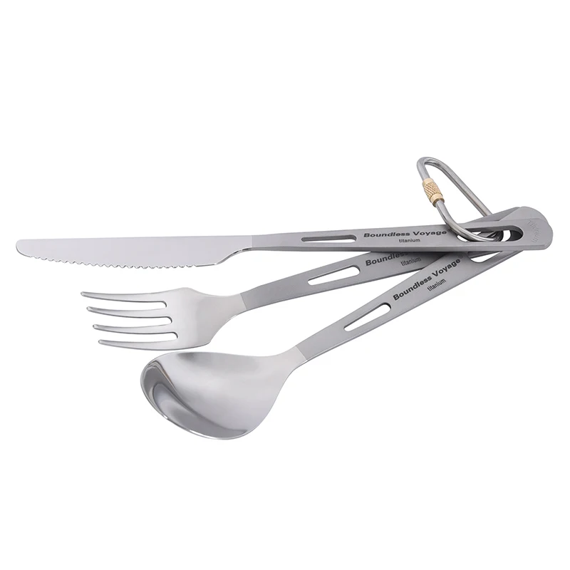 Description Picture 4 of itemBoundless Voyage Cooking Set Titanium Knife Fork Spoon Portable Outdoor Camping Tableware Titanium Spoon Fork Knife 3pcs/Set