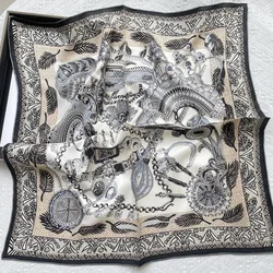 Elegant Versatile Silk Twill Scarf - Luxurious Heavyweight Mulberry 70 Square Fashion Accessory - 65 x 65 cm (Xwc784 egyptian scepter (single - sided printing  14)