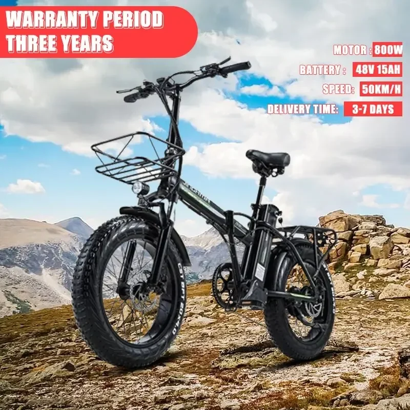 

Electric Bicycle Adult Snow 20*4.0 Inch Fat Tire Ebike 800W Powerful Motor 48v15ah Dual Lithium Battery Folding Electric Bike