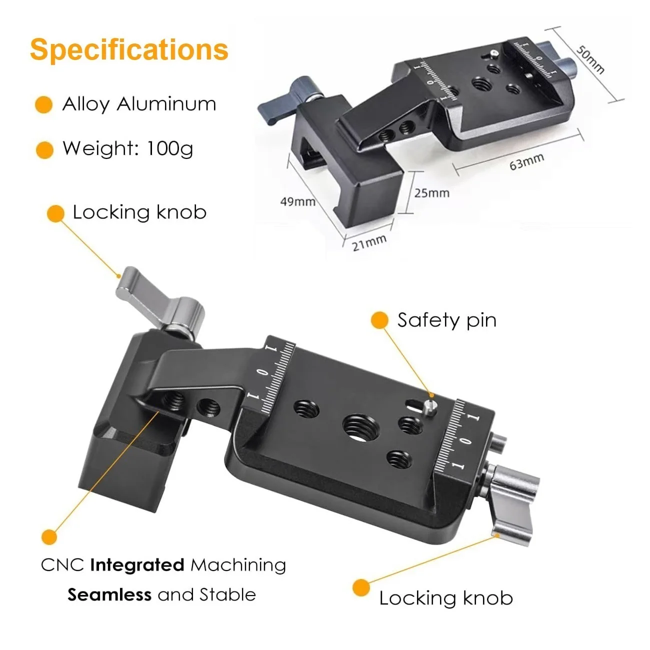 Support vertical pour caméra utilisé avec un smartphone et un gimbal, en équilibre sur une surface plane.