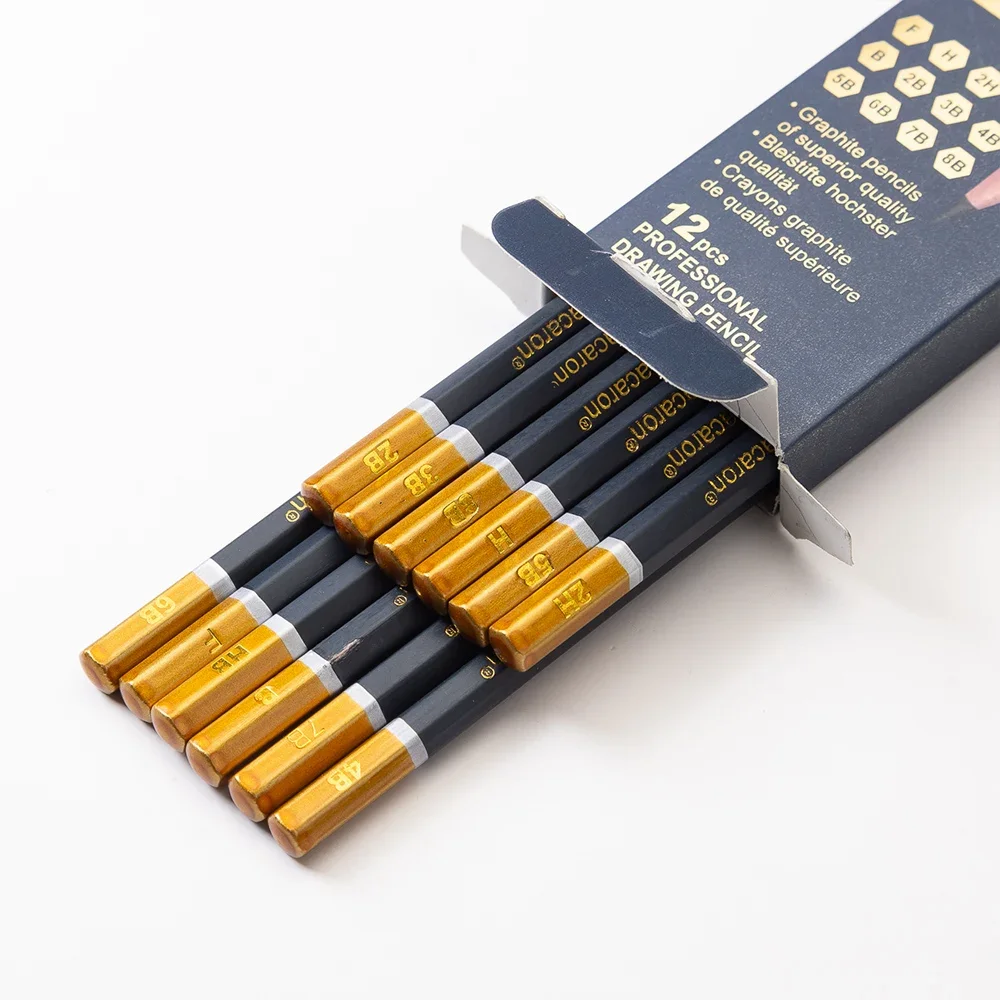 12Pcs Professional Sketch Charcoal Pencils Set F/H/2H/HB/B/2B/3B/4B/5B/6B/7B/8B Writing Graphite Drawing Pencils Art Supplies 4