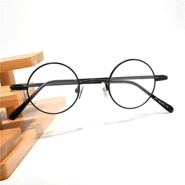 Small Round Glasses for Men, Super Small, Golden, Frame 38 mm