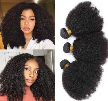 Offerte all'ingrosso di trame di capelli umani vergini grezzi birmani e mongoli, ricci afro kinky 4A 4B, 100% naturali