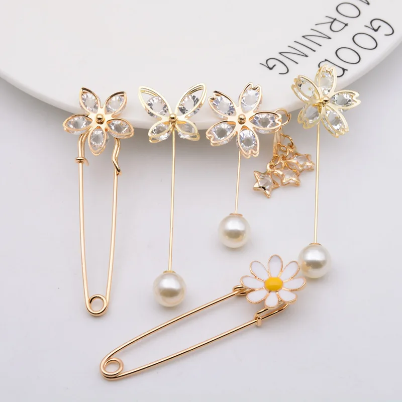 여성용 노출 방지 진주 브로치, 고급 코사지 핀, 나비 핀 스카프 버클 스커트, 허리 닫힘 가제트