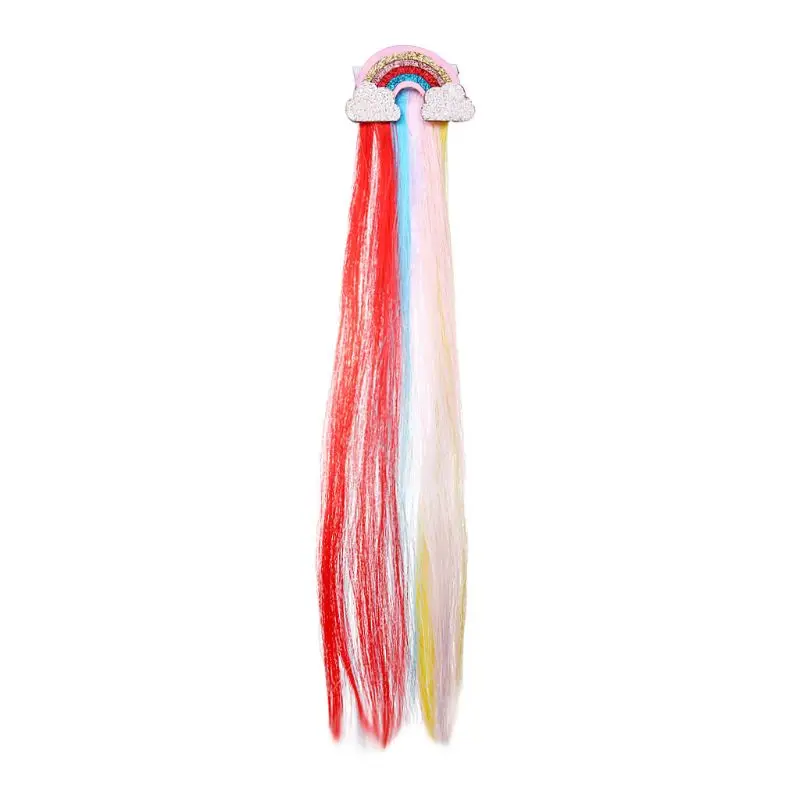 

Q0KB New Rainbow Cloud Side Clip Princess Child Hairpin Long Tassel Color Baby