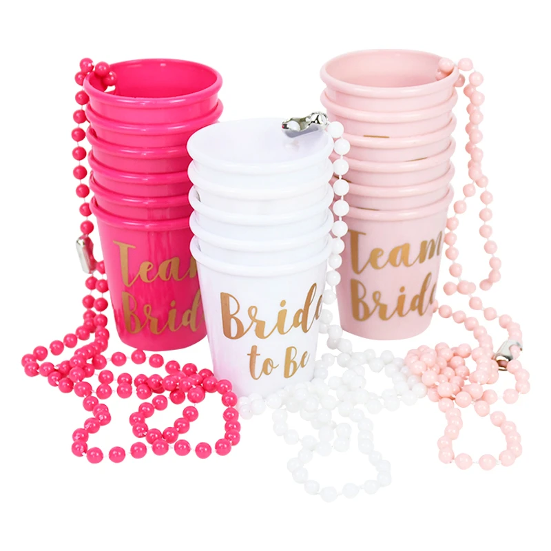 Team Bride Cups Bride To Be Plastic Shot Glasses Necklace Beads